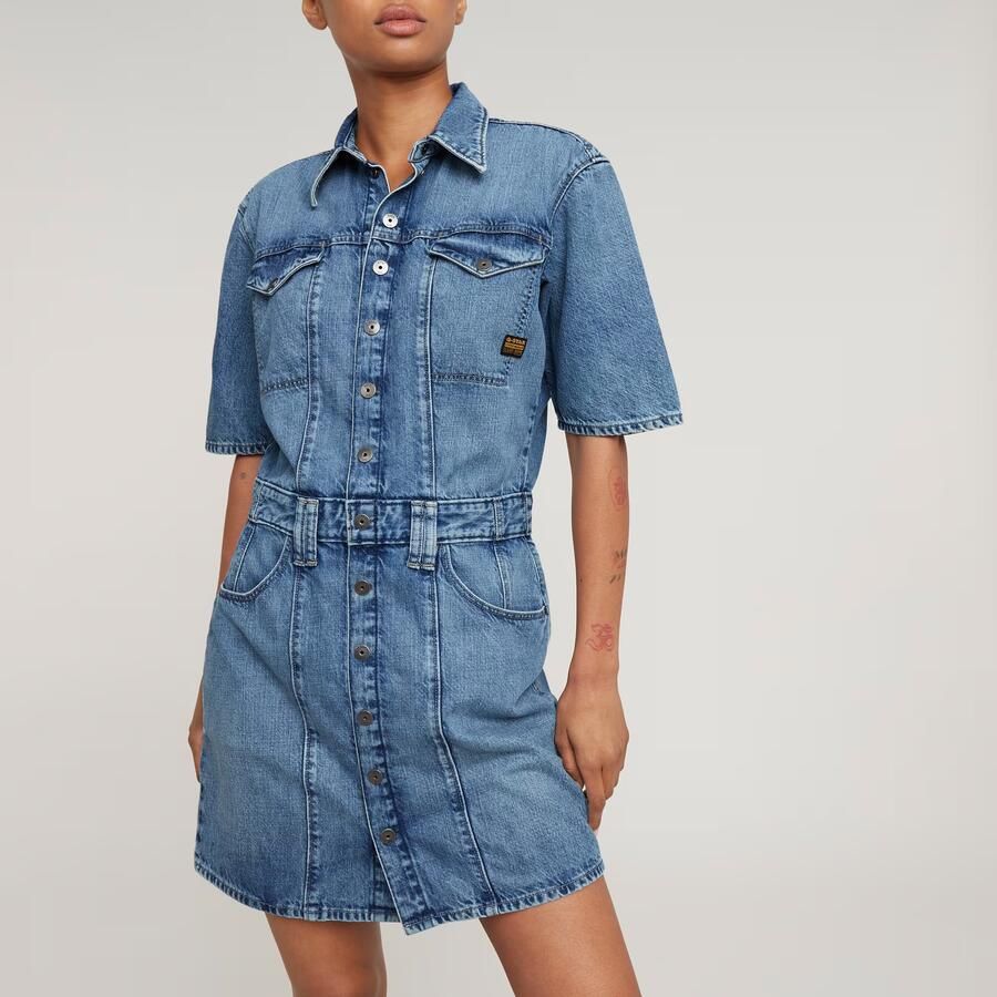 G-Star RAW Jurk Biker Midden blauw Dames - Foto 3