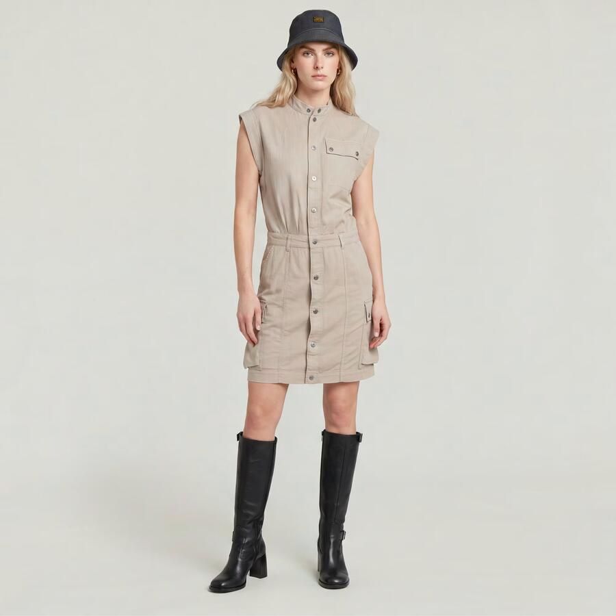 G-Star RAW Jurk Pocket Beige Dames - Foto 3