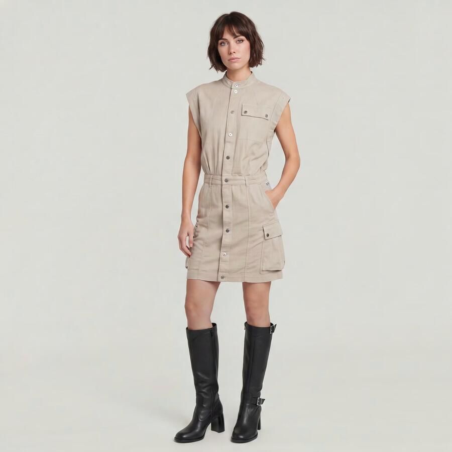 G-Star RAW Jurk Pocket Beige Dames - Foto 4