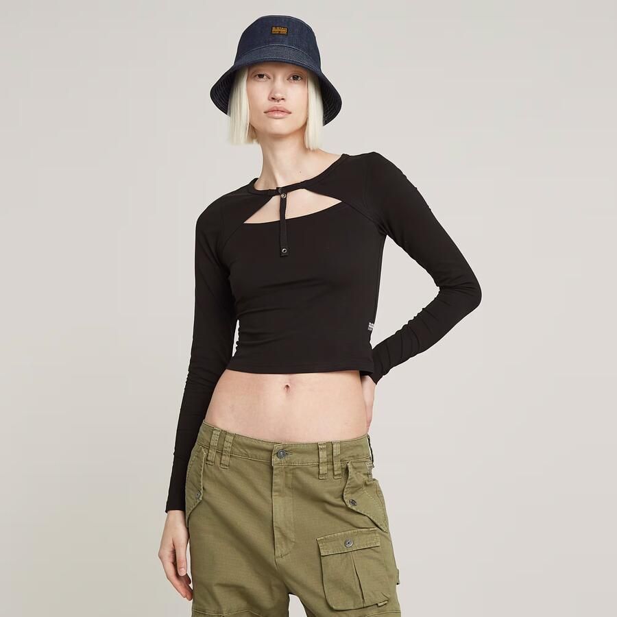 G-Star RAW Keyhole Slim Korte Top Zwart Dames