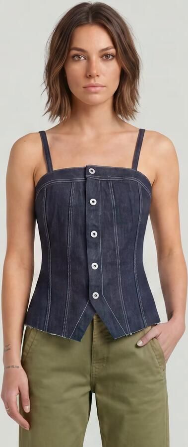 G-Star RAW Kick Bustier Top Donkerblauw Dames - Foto 6