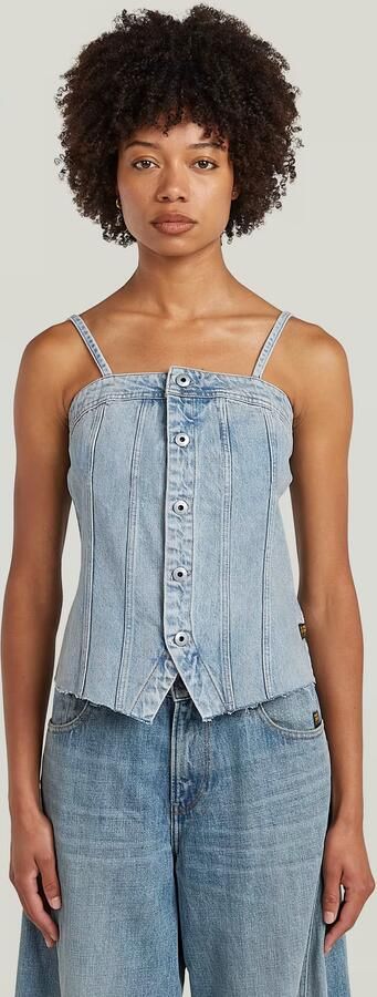 G-Star RAW Kick Bustier Top Lichtblauw Dames