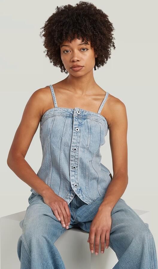 G-Star RAW Kick Bustier Top Lichtblauw Dames - Foto 5