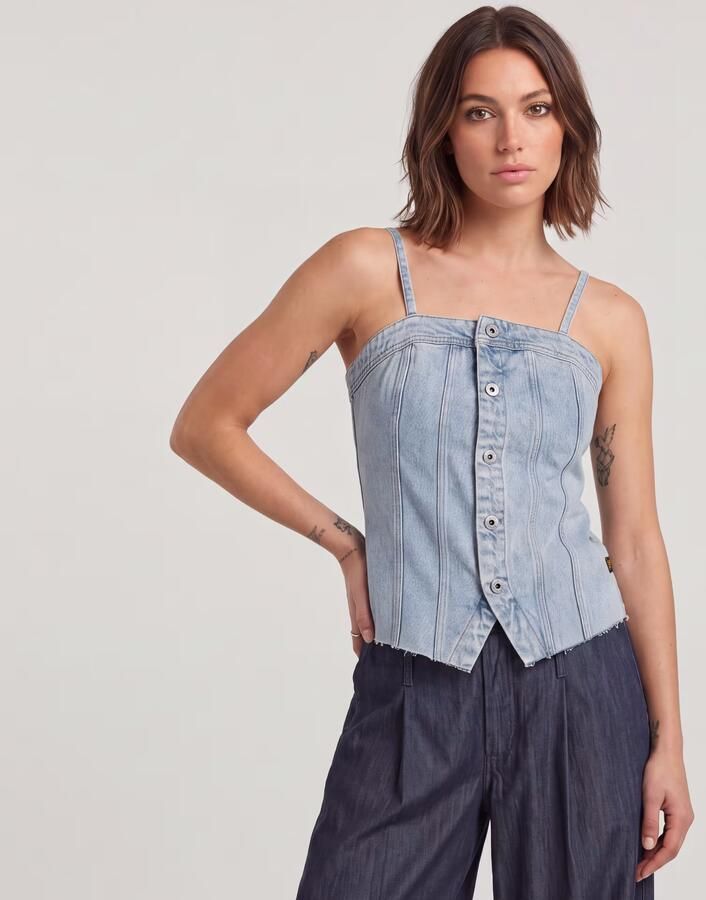 G-Star RAW Kick Bustier Top Lichtblauw Dames - Foto 3