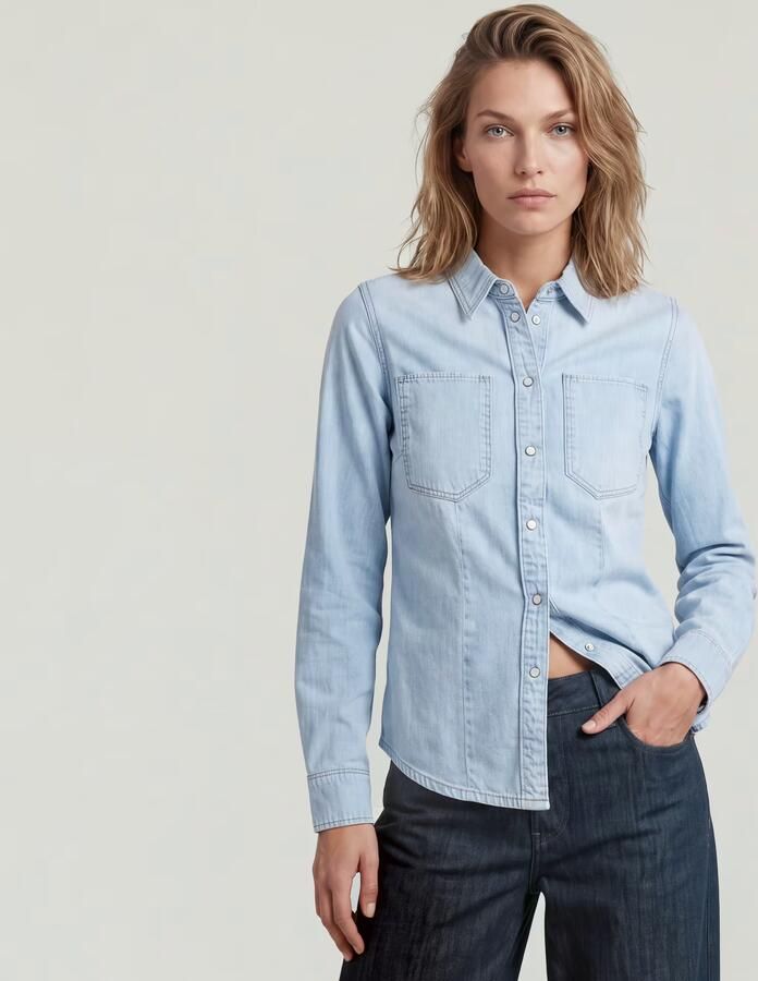 G-Star RAW Kick Slim Overhemd Lichtblauw Dames - Foto 4