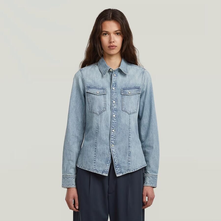 G-Star Raw Slim fit jeansblouse met borstzakken - Foto 1