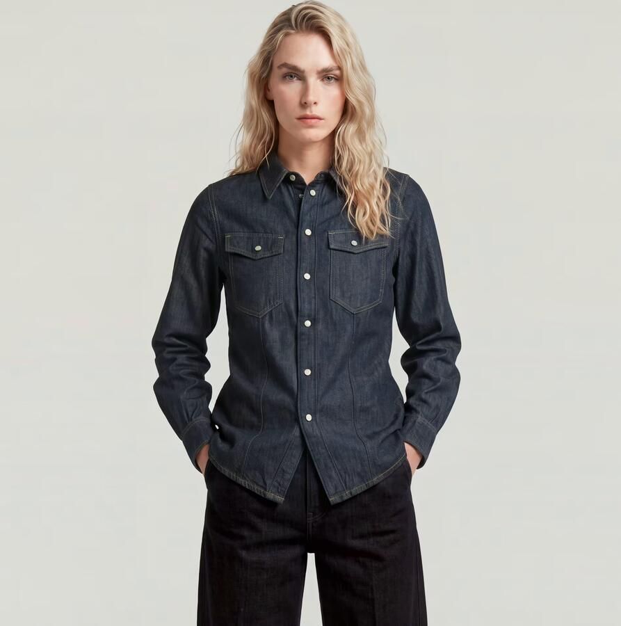 G-Star RAW Kick Slim Shirt Donkerblauw Dames - Foto 6