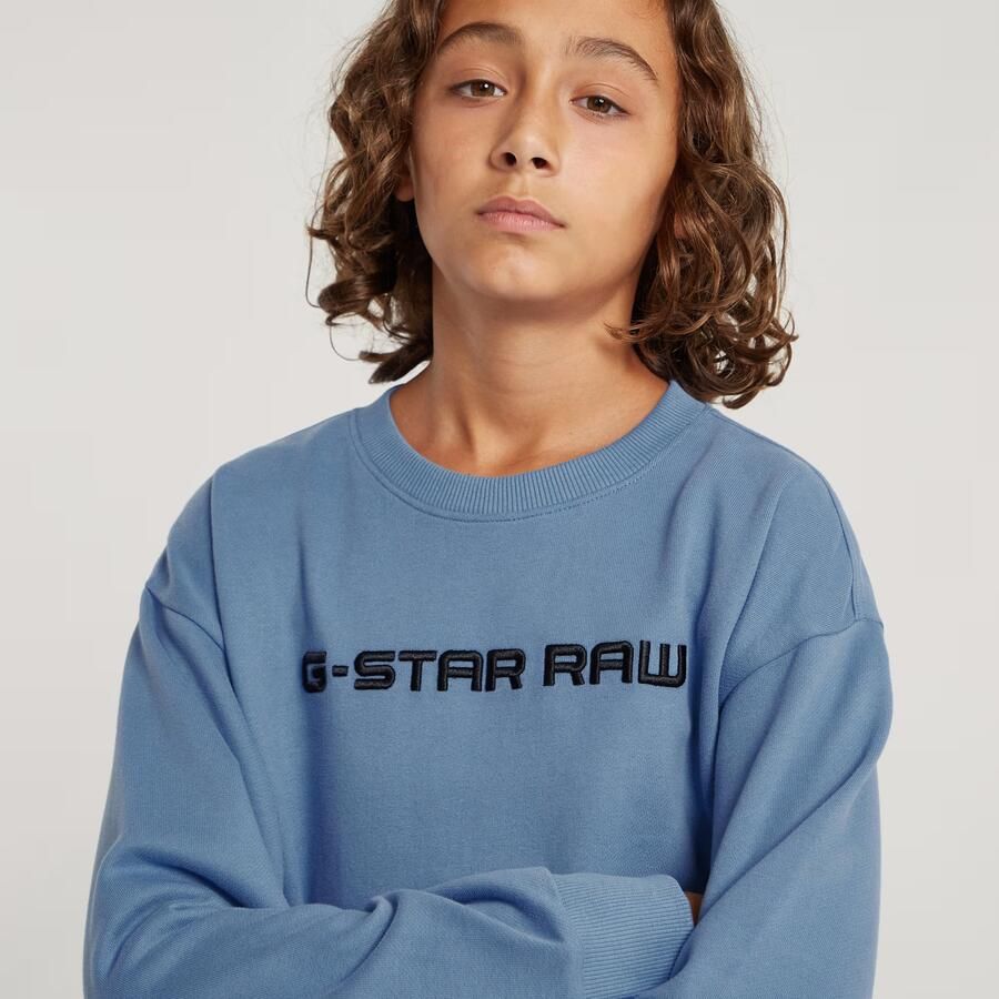 G-Star RAW Kids Unisex Sweater Loose Unbrushed Midden blauw jongens - Foto 3