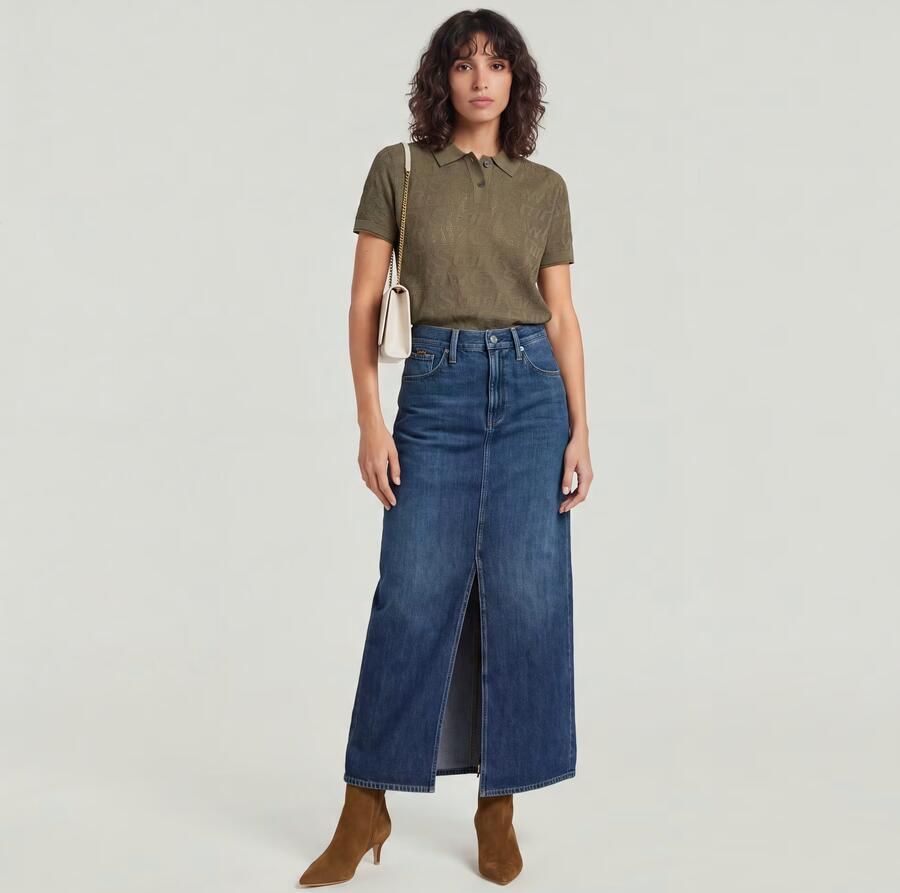 G-Star RAW Lange Rok Viktoria Donkerblauw Dames - Foto 8