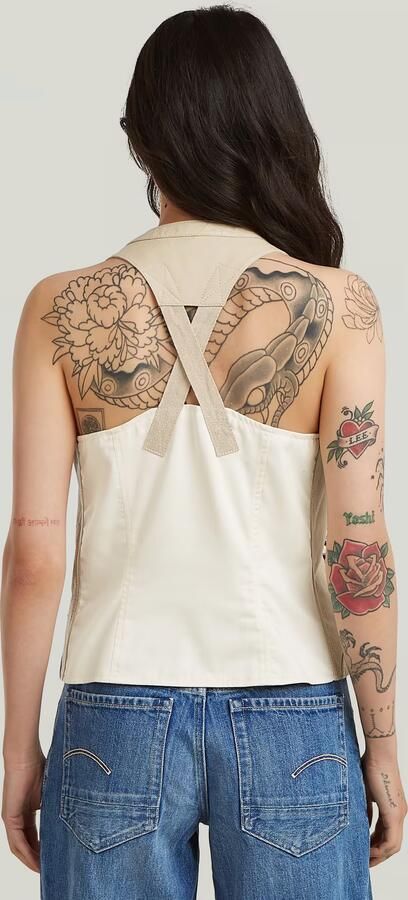 G-Star RAW Leather Gilet Beige Dames - Foto 5
