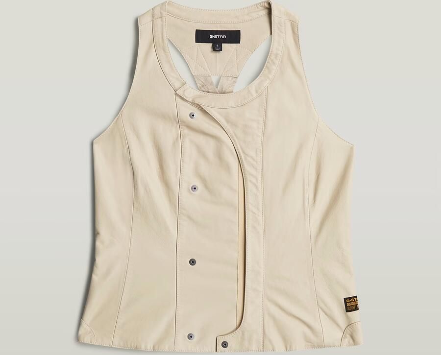 G-Star RAW Leather Gilet Beige Dames - Foto 3