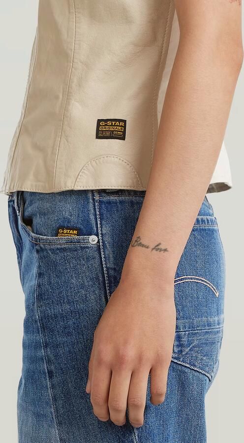 G-Star RAW Leather Gilet Beige Dames - Foto 4