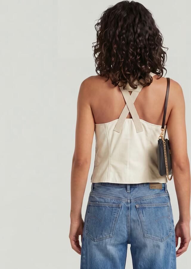 G-Star RAW Leather Gilet Beige Dames - Foto 5