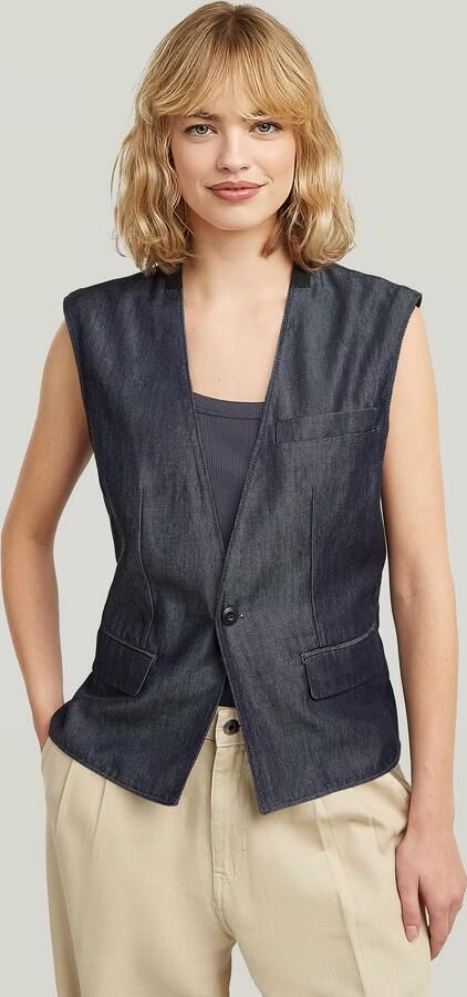 G-Star RAW Lightweight Blazer Gilet Donkerblauw Dames