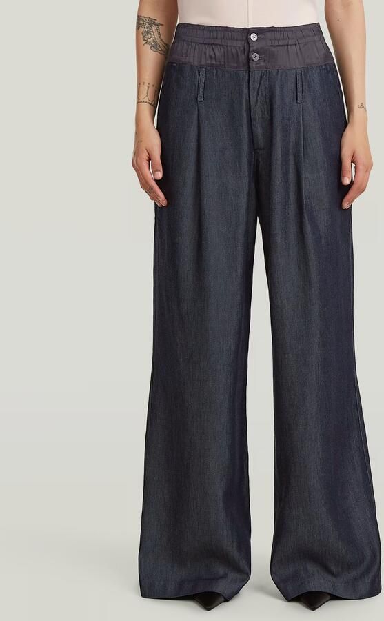 G-Star RAW Lightweight Fluid Wide Leg Broek Donkerblauw Dames
