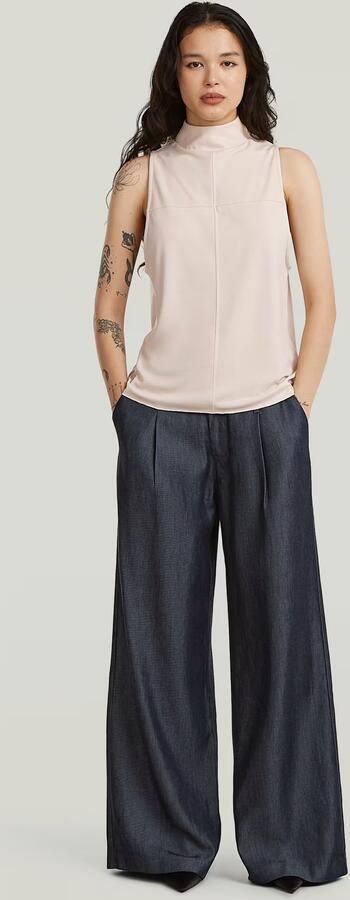 G-Star RAW Lightweight Fluid Wide Leg Broek Donkerblauw Dames - Foto 6