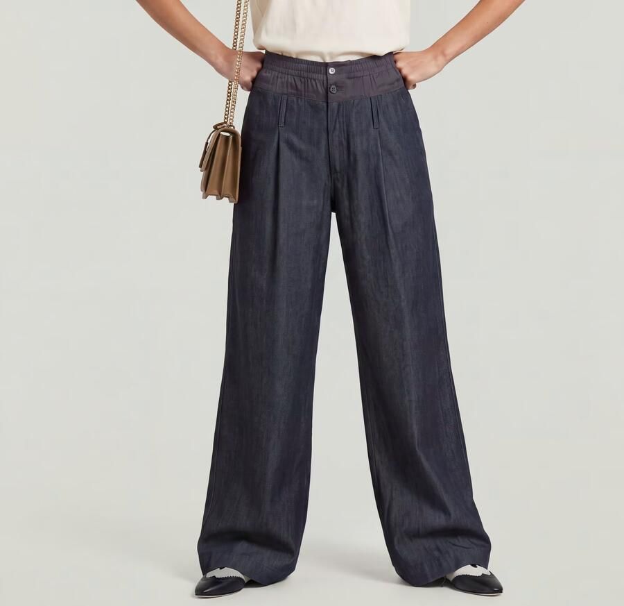 G-Star RAW Lightweight Fluid Wide Leg Broek Donkerblauw Dames - Foto 4