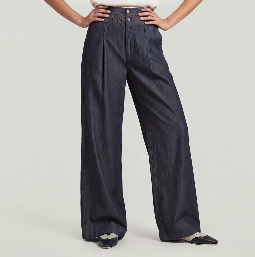 G-Star RAW Lightweight Fluid Wide Leg Broek Donkerblauw Dames - Foto 4