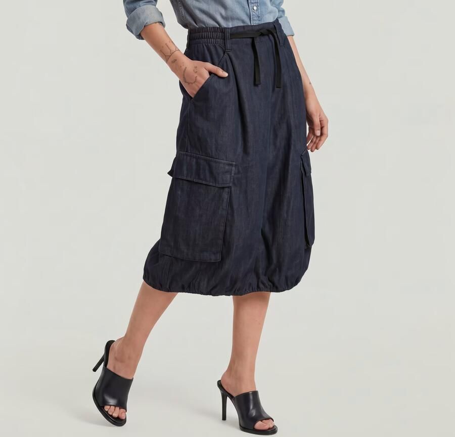 G-Star RAW Lightweight Parachute Midi Rok Donkerblauw Dames