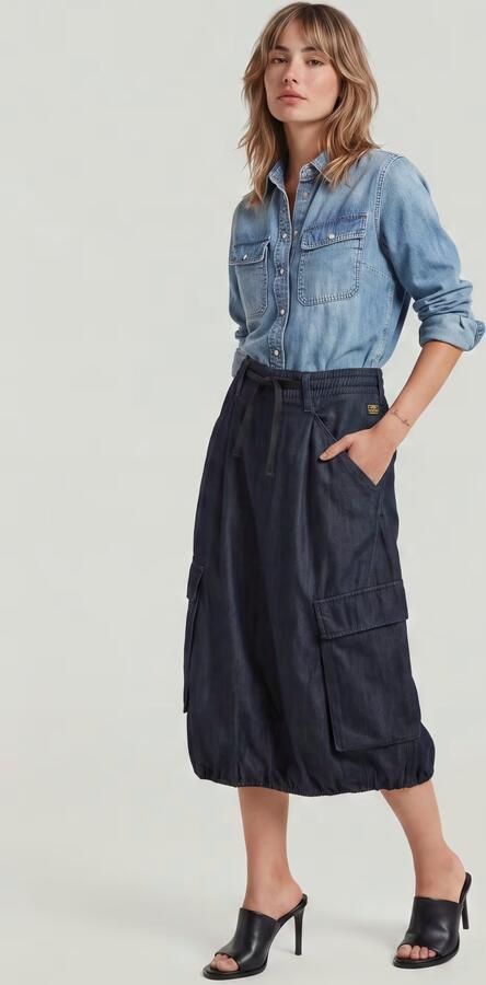 G-Star RAW Lightweight Parachute Midi Rok Donkerblauw Dames - Foto 6