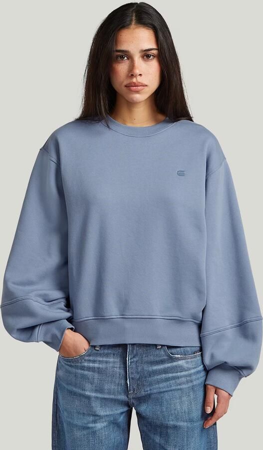 G-Star RAW Logo Crew Sweater Lichtblauw Dames
