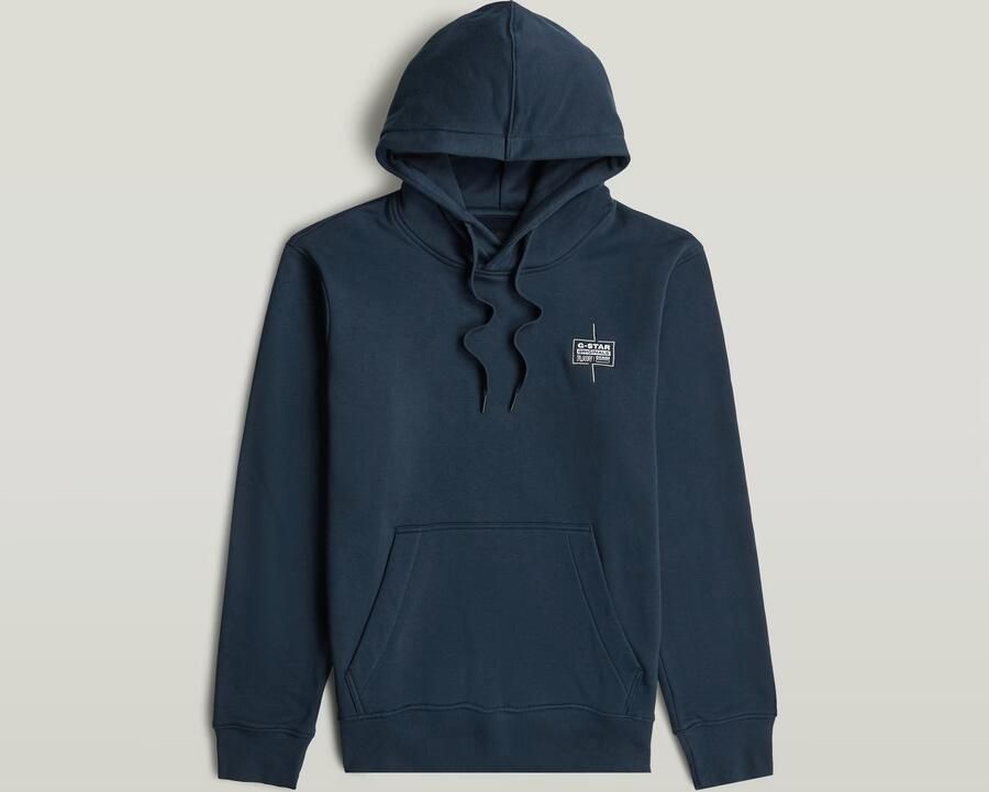 G-Star RAW Logo Hooded Sweat Long Sleeve Donkerblauw Heren