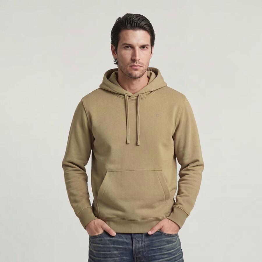 G-Star RAW Logo Hooded Sweater Beige Heren