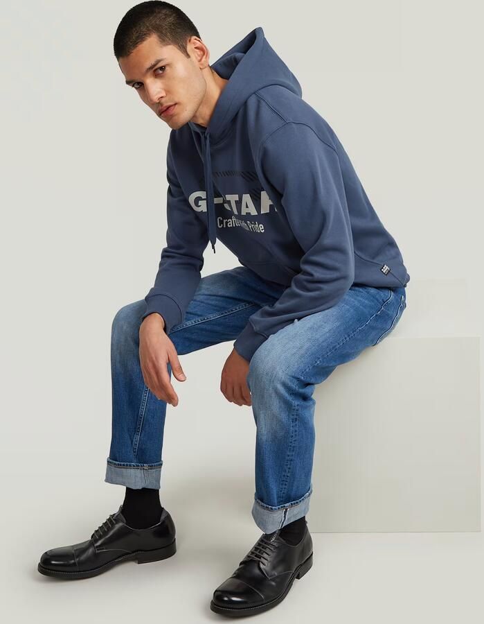 G-Star RAW Logo Hoodie Midden blauw Heren - Foto 4