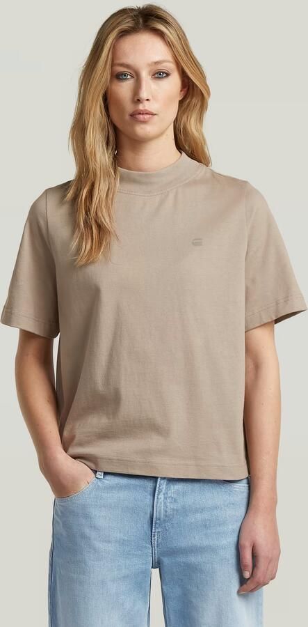 G-Star RAW Logo Mock T-Shirt Beige Dames