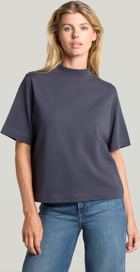 G-Star RAW Logo Mock Top Donkerblauw Dames