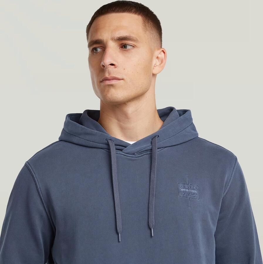 G-Star RAW Logo Overdyed Hooded Sweater Donkerblauw Heren - Foto 3