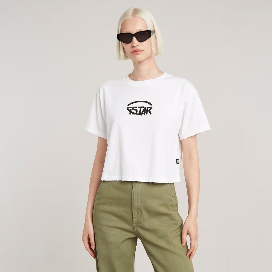 G-Star Logo Cropped Relaxte T-shirt White Dames - Foto 6