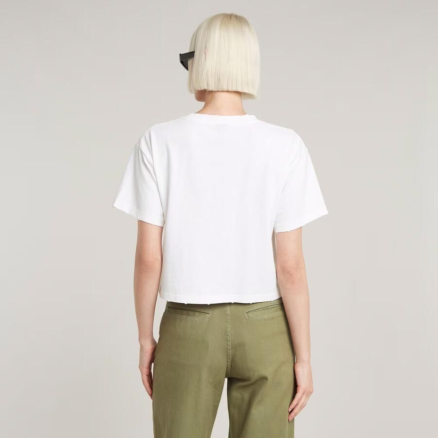 G-Star Logo Cropped Relaxte T-shirt White Dames
