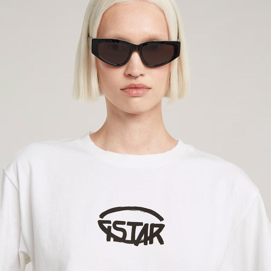 G-Star Logo Cropped Relaxte T-shirt White Dames - Foto 2