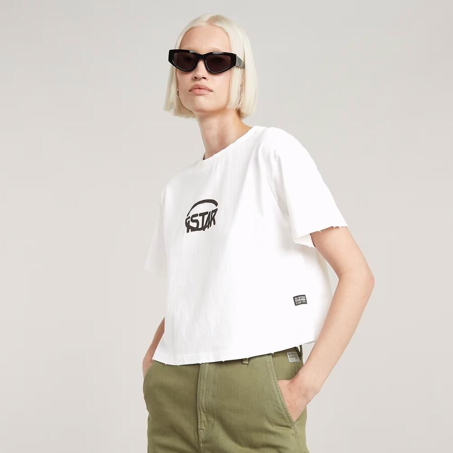 G-Star Logo Cropped Relaxte T-shirt White Dames - Foto 3