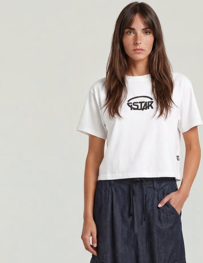 G-Star Logo Cropped Relaxte T-shirt White Dames - Foto 11