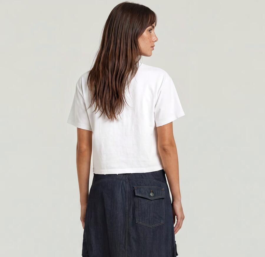 G-Star Logo Cropped Relaxte T-shirt White Dames - Foto 9