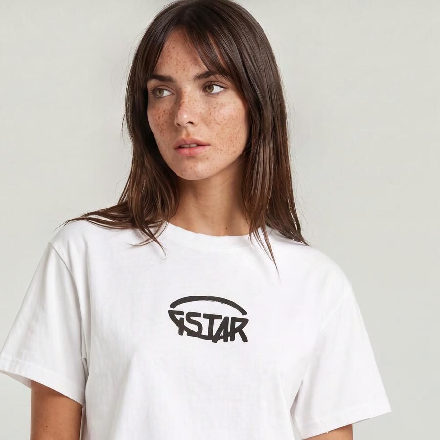 G-Star Logo Cropped Relaxte T-shirt White Dames - Foto 4