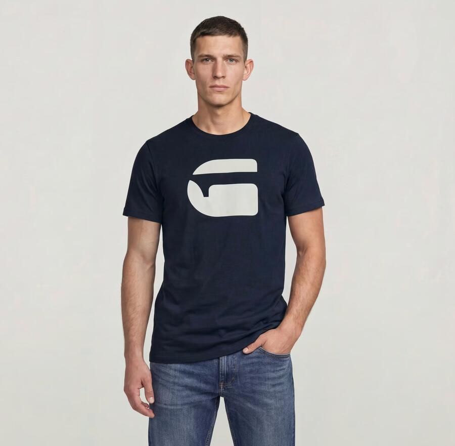 G-Star RAW Logo Slim T-shirt Donkerblauw Heren - Foto 2