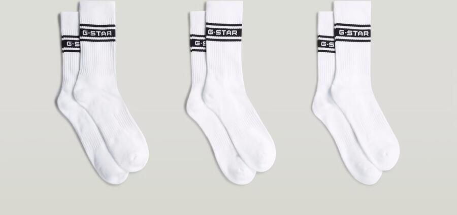 G-Star RAW Logo Sokken 3 Paar Wit Heren - Foto 4
