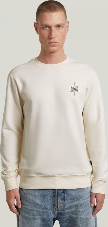 G-Star RAW Logo Sweater Beige Heren