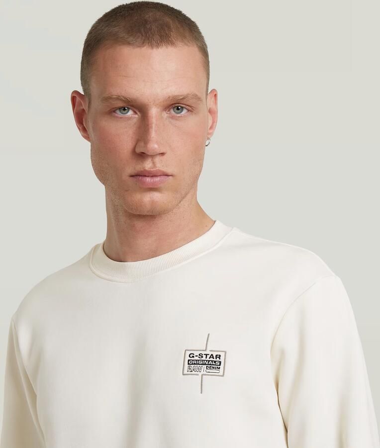 G-Star RAW Logo Sweater Beige Heren - Foto 3