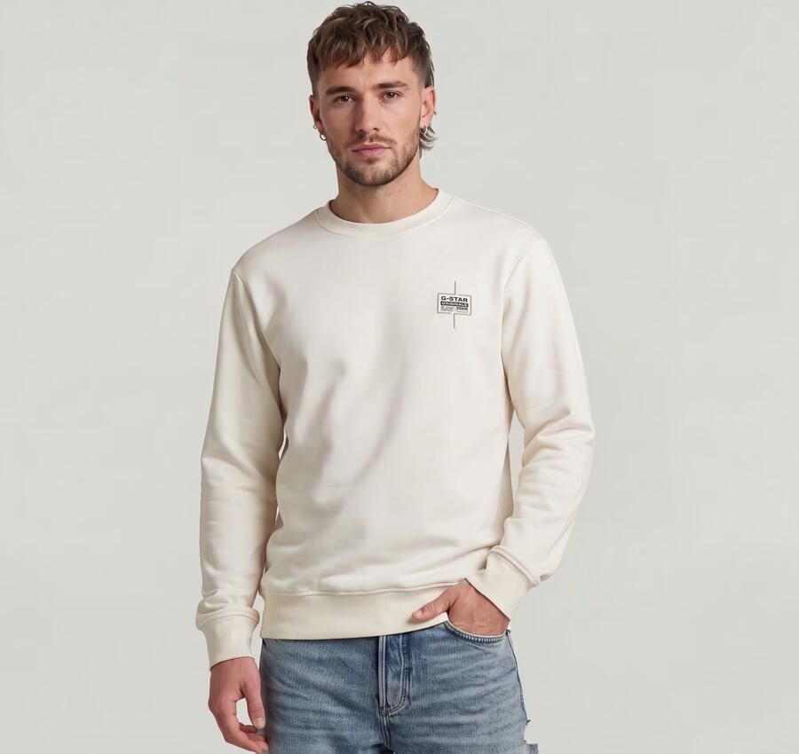 G-Star RAW Logo Sweater Beige Heren - Foto 5