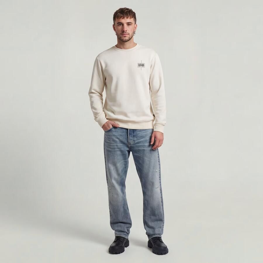 G-Star RAW Logo Sweater Beige Heren - Foto 3