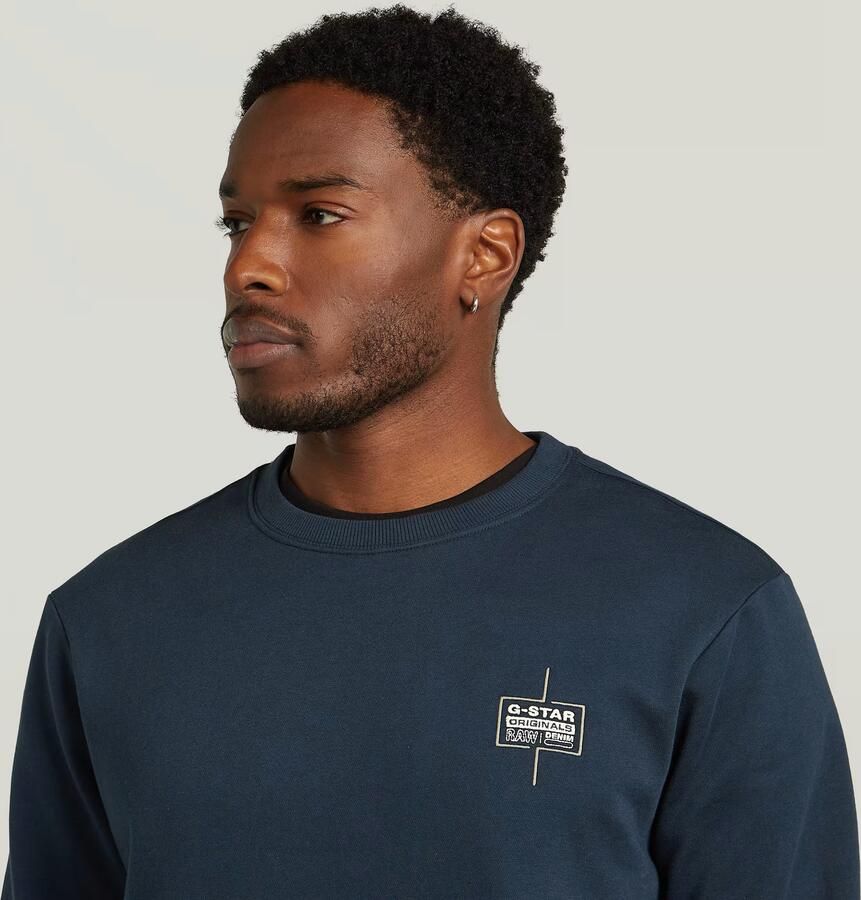G-Star RAW Logo Sweater Donkerblauw Heren - Foto 3