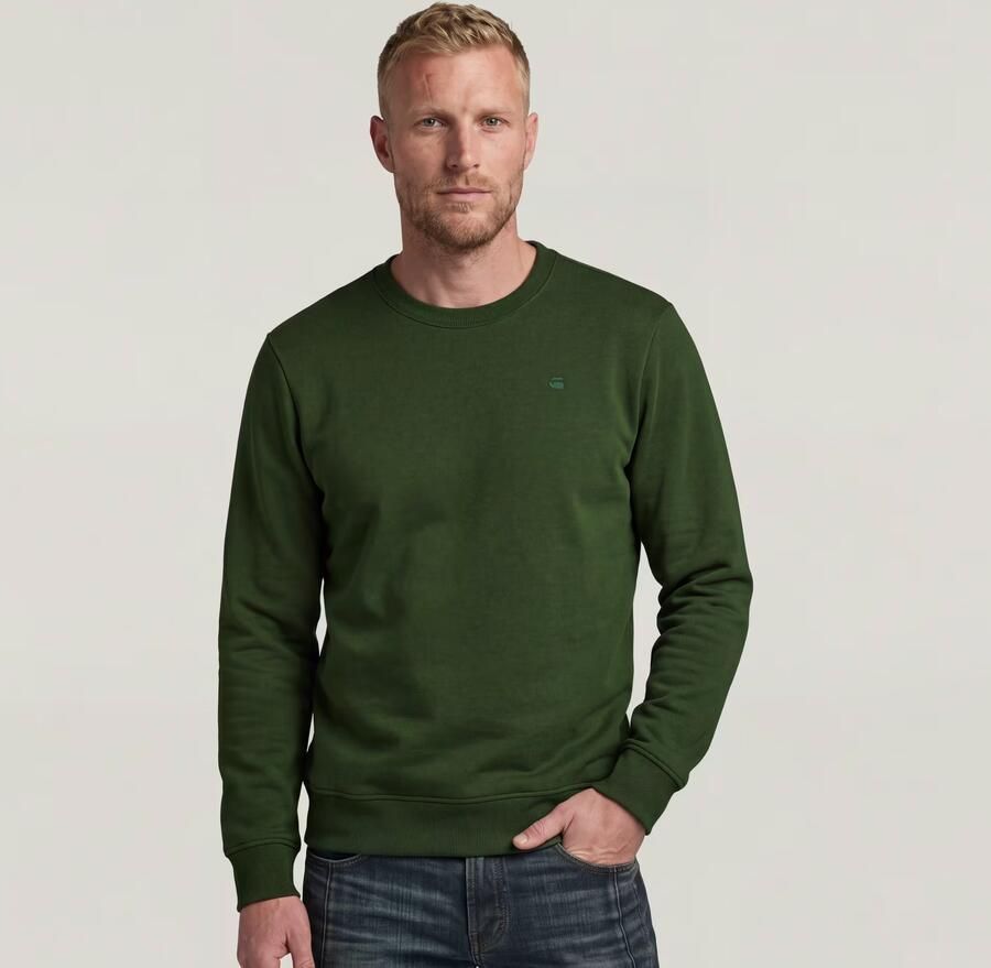 G-Star RAW Logo Sweater Groen Heren