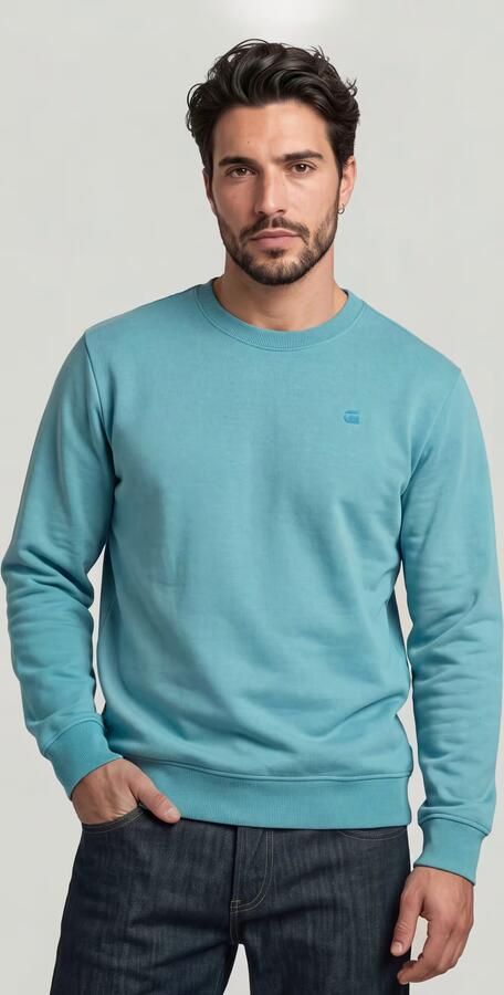 G-Star RAW Logo Sweater Lichtblauw Heren