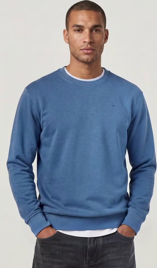 G-Star RAW Logo Sweater Midden blauw Heren - Foto 5