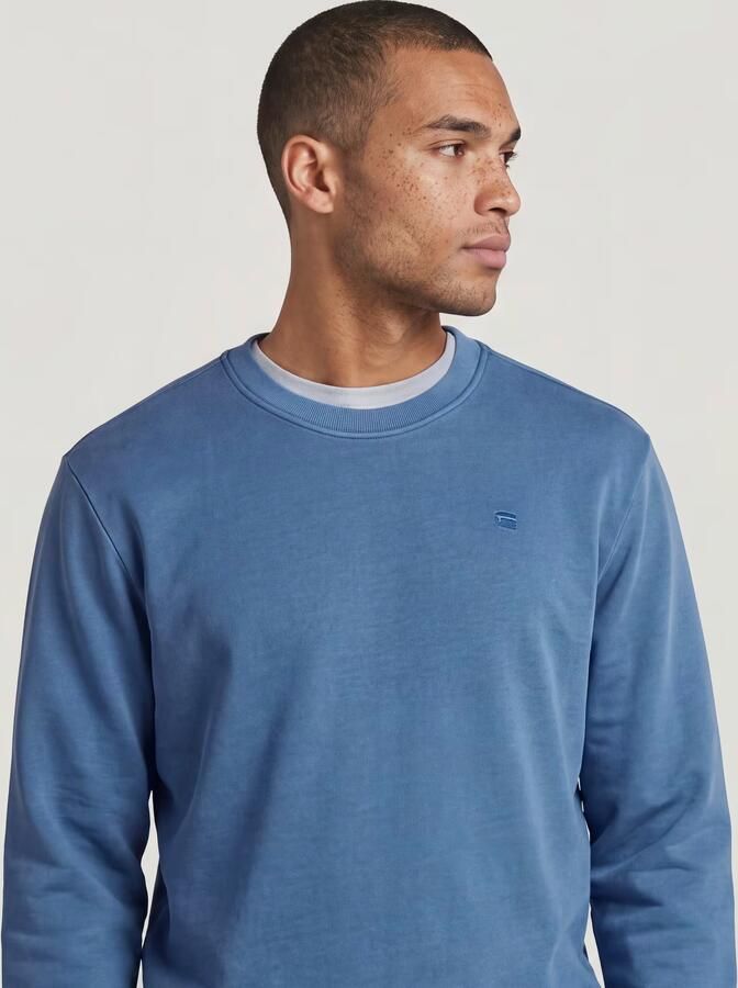 G-Star RAW Logo Sweater Midden blauw Heren - Foto 4