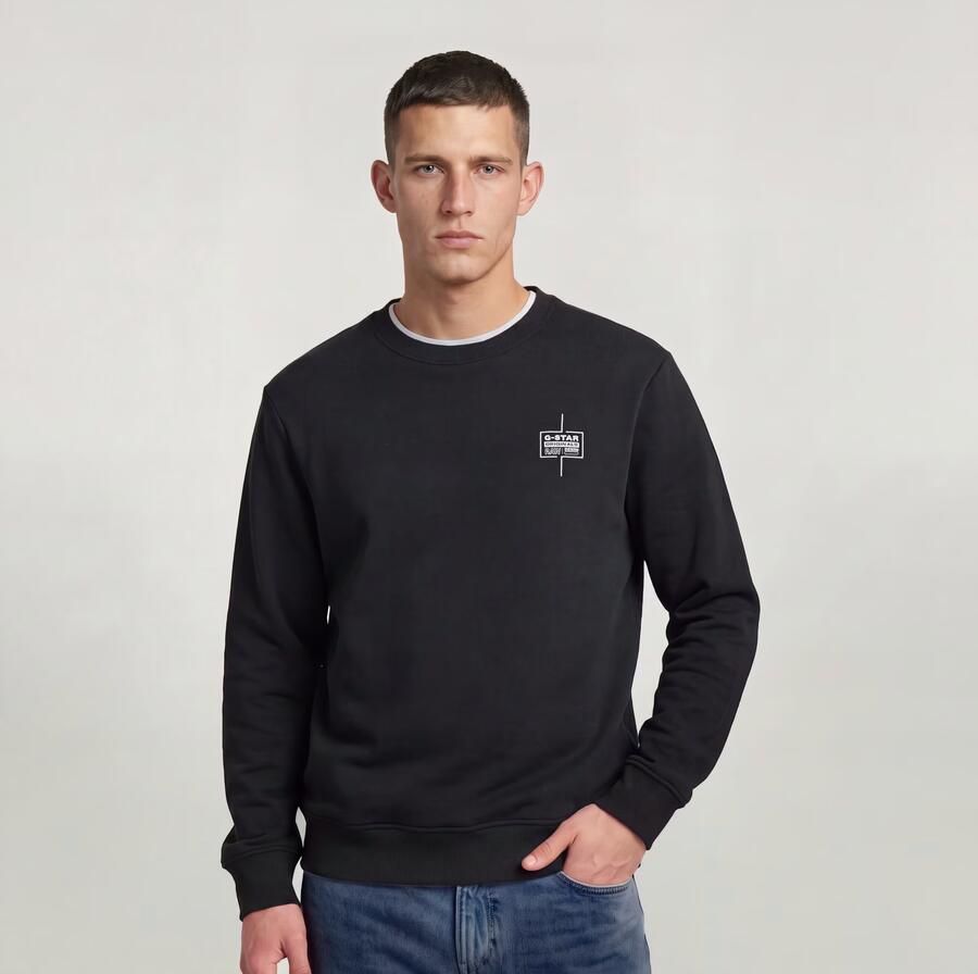 G-Star RAW Logo Sweater Zwart Heren - Foto 3